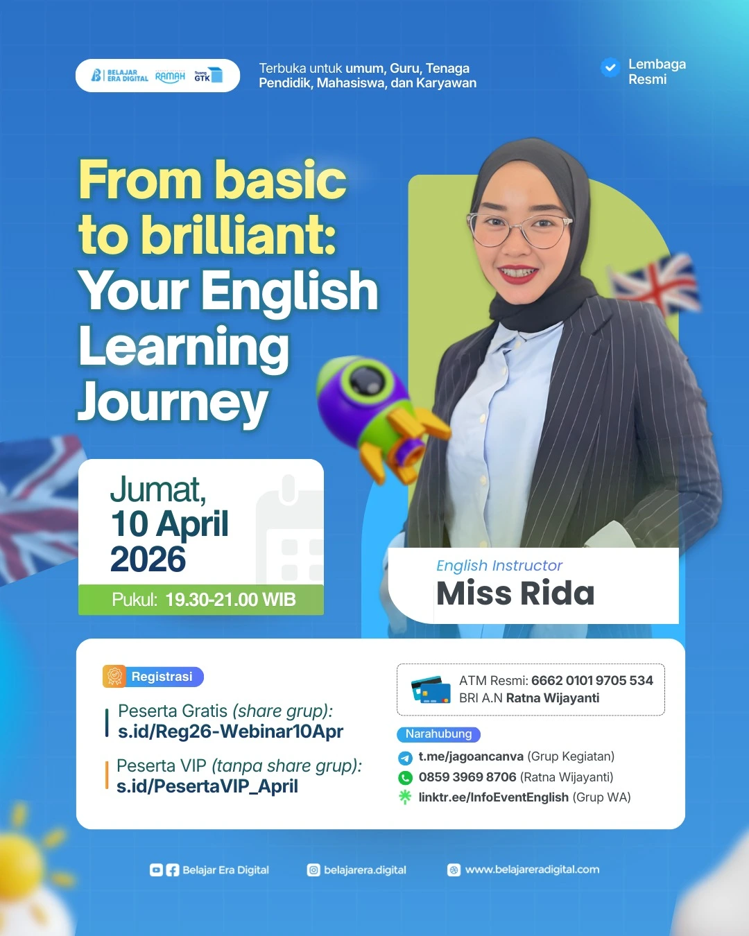 Webinar Nasional 4JP: From Basic to Brilliant: Your English Learning Journey (10 April 2026)