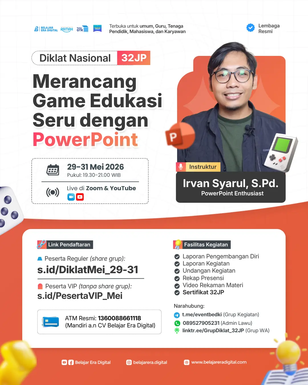 Diklat Nasional 32JP: Merancang Game Edukasi Seru dengan PowerPoint (29-31 Mei 2026)