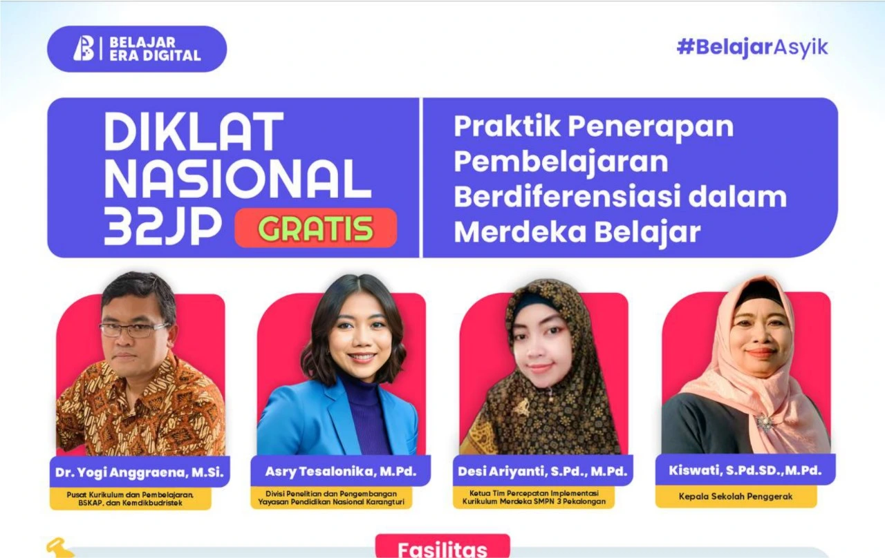 Diklat Nasional 32JP : Praktik Penerapan Pembelajaran Berdiferensiasi dalam Merdeka Belajar