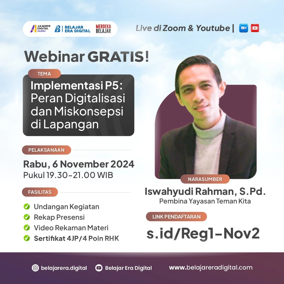 Webinar 4 JP : Implementasi P5: Peran Digitalisasi dan Misskonsepsi di Lapangan