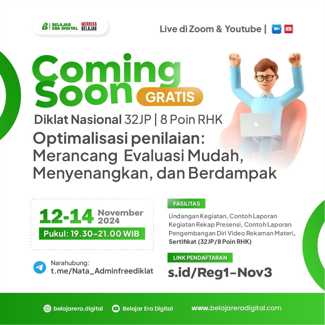 DikNas 32JP: Optimalisasi penilaian: Merancang Evaluasi Mudah, Menyenangkan, dan Berdampak (12-14 November 2024)