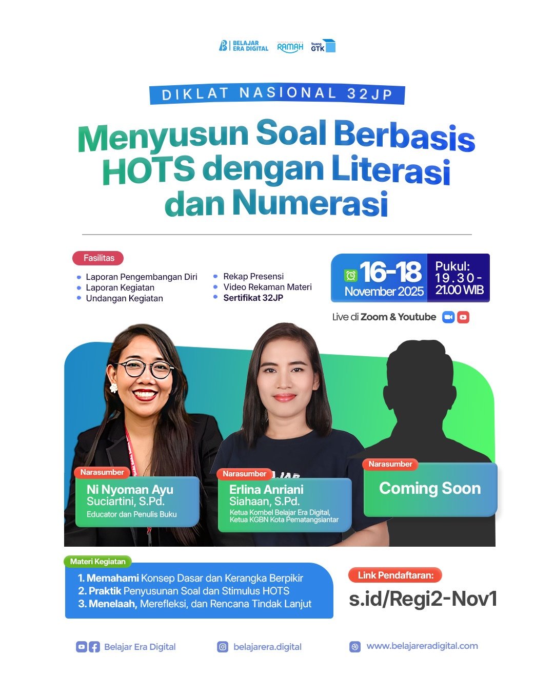 Diklat 32JP: Menyusun Soal Berbasis HOTS dengan Literasi dan Numerasi (16-18 November 2025)