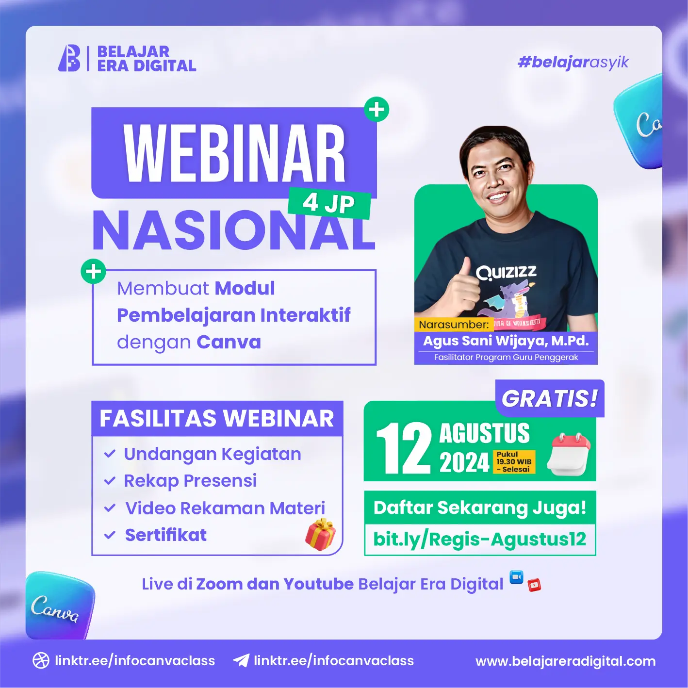 Webinar 4JP : Membuat Modul Pembelajaran Interaktif dengan Canva (12 Agustus 2024)