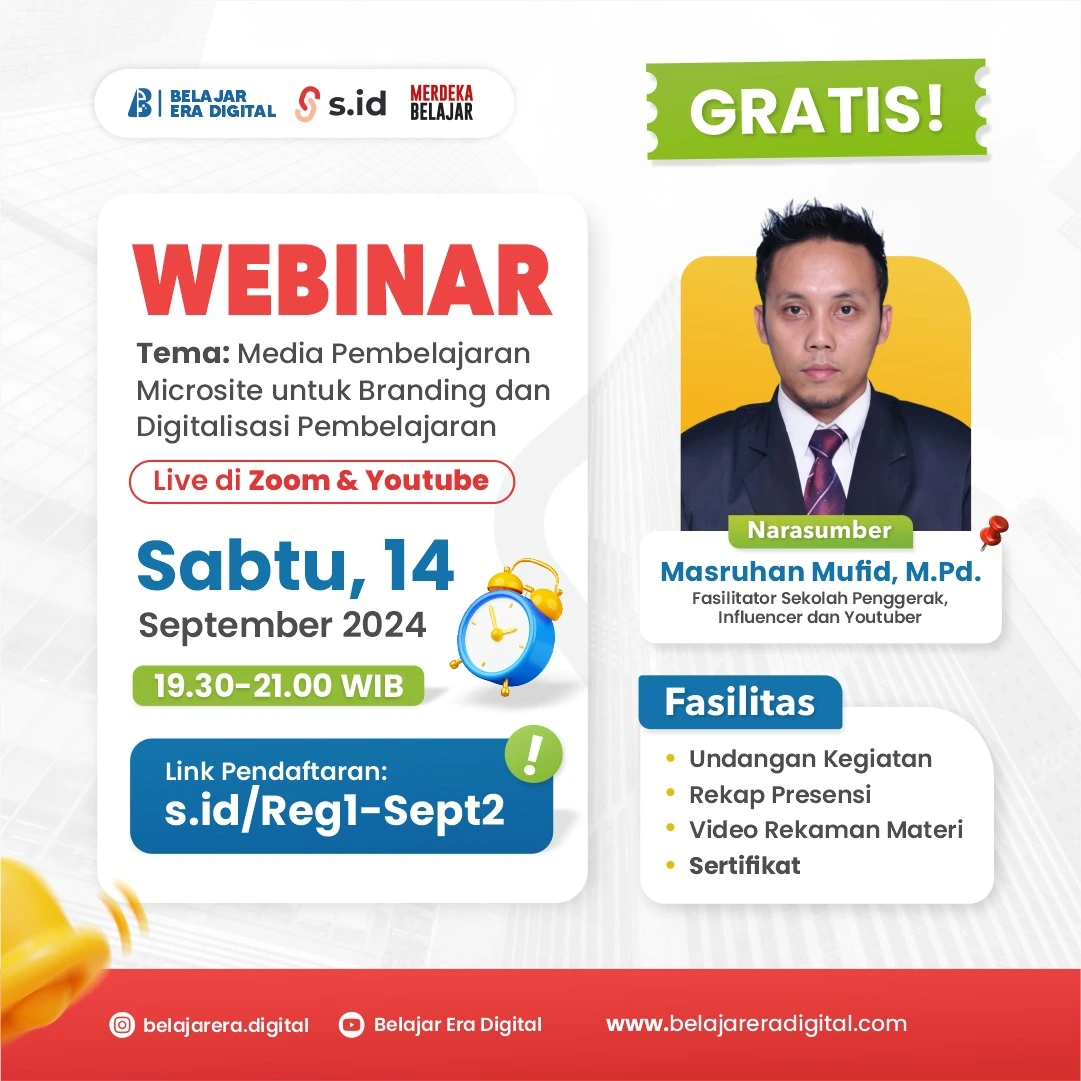 Webinar 4jp: Media Pembelajaran Microsite untuk Branding dan Digitalisasi Pembelajaran (14 September 2024)