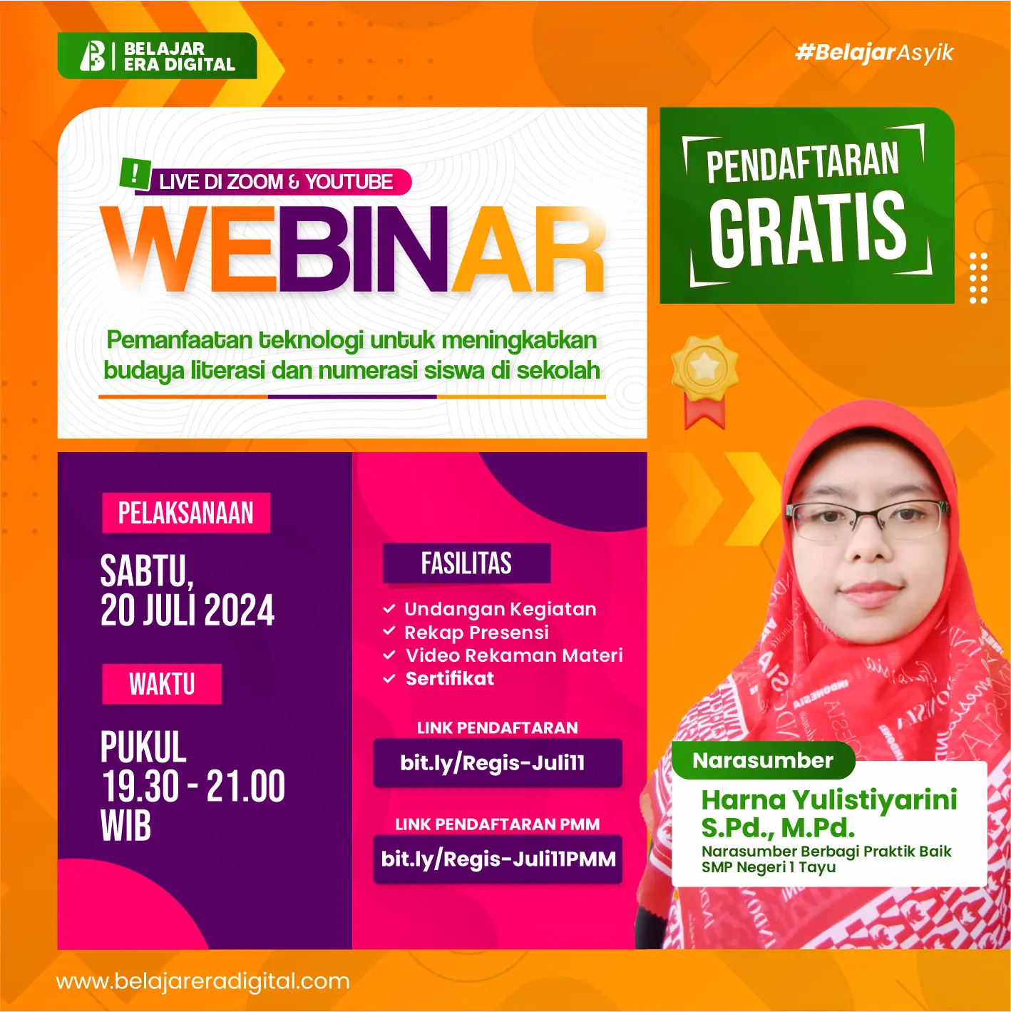 Webinar 4JP : Pemanfaatan teknologi untuk meningkatkan budaya literasi dan numerasi siswa di sekolah (20 Juli 2024)