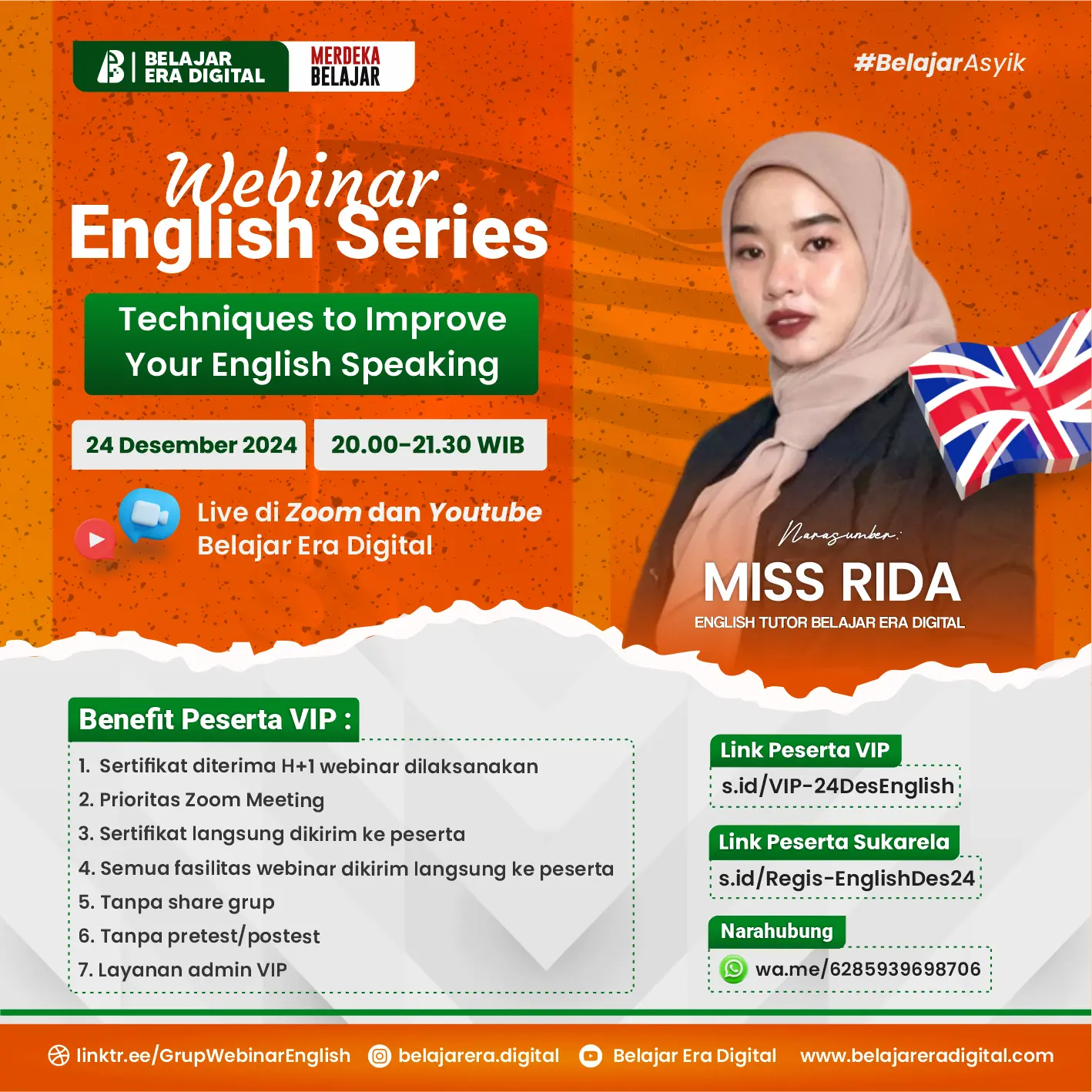 Webinar English Series : Techniques to Improve Your English Speaking (24 Desember 2024)