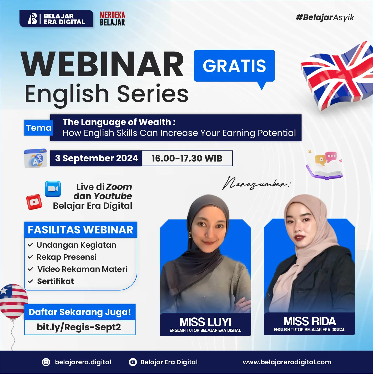 Webinar English Series 4JP (4 Poin PMM) : The Language of wealth : How English skills can increase your earning potential (3 September 2024)