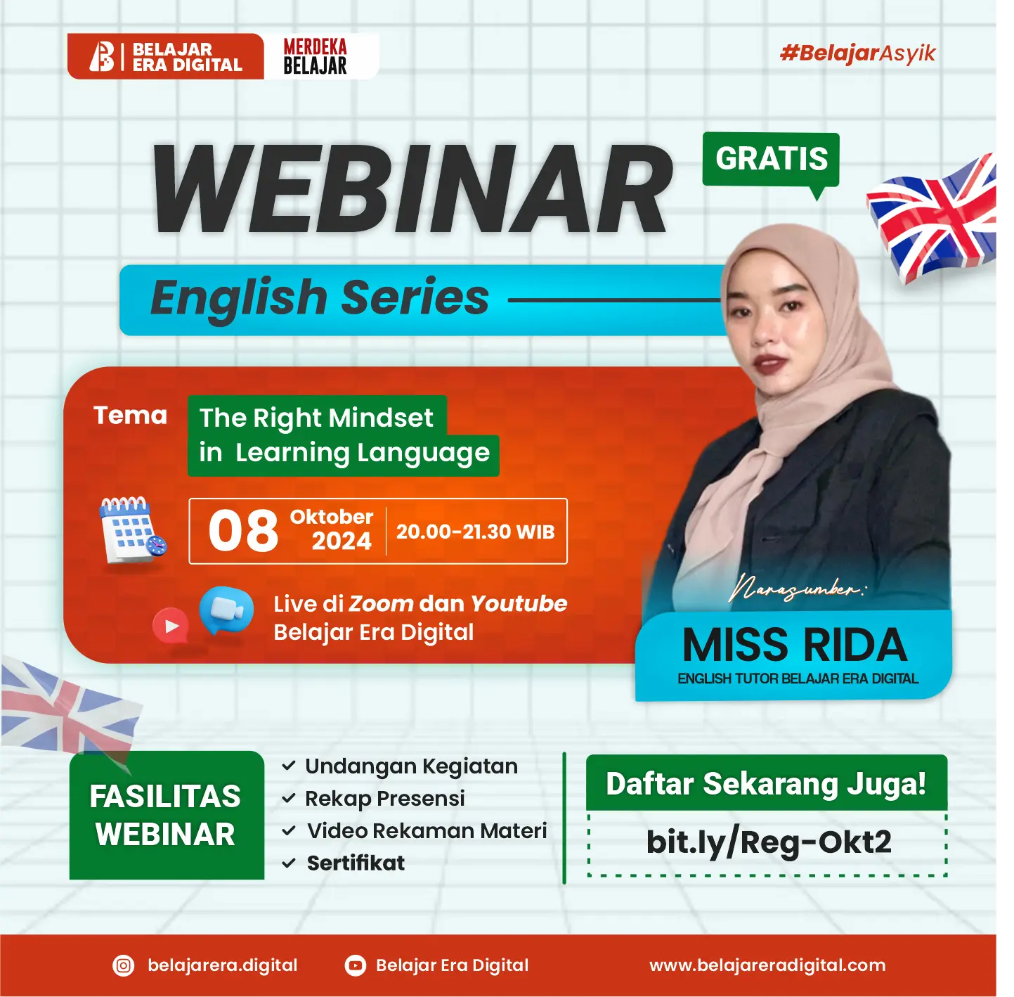 Webinar english Series :The right mindset in learning language (8 Oktober 2024)